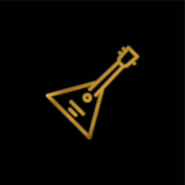 Балалайка позолоченная металлическая икона или вектор логотипа