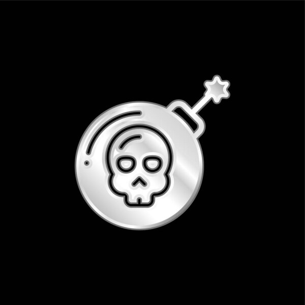Bomb silver plated metallic icon