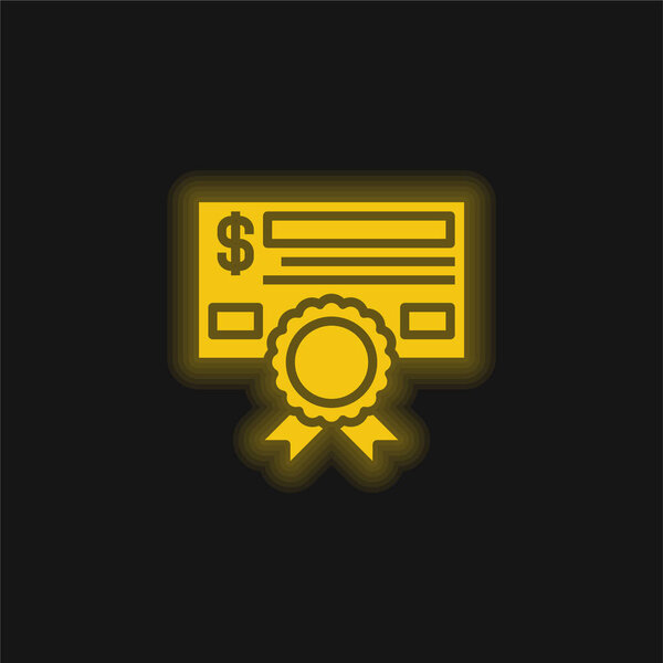 Желтый светящийся неоновый значок