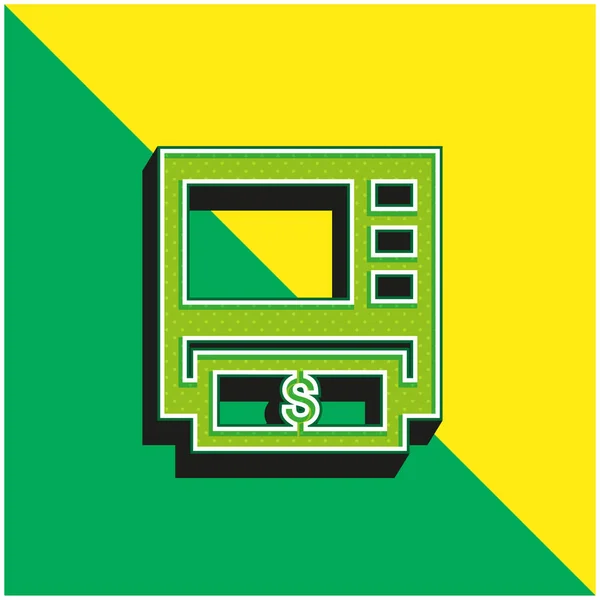 stock vector ATM Machine Green and yellow modern 3d vector icon logo