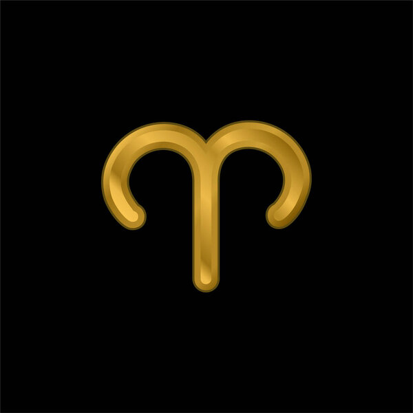 Aries Sign gold plated metalic icon or logo vector
