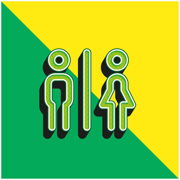 Ванные комнаты Зеленый и желтый современный 3D логотип векторной иконки