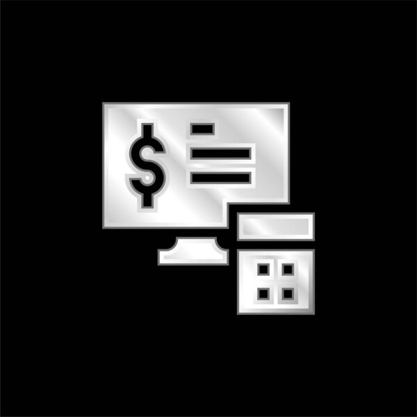 Accounting silver plated metallic icon