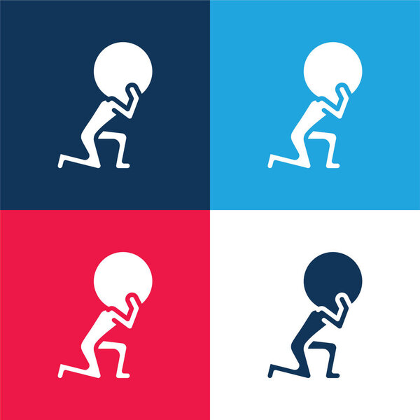 Atlas blue and red four color minimal icon set