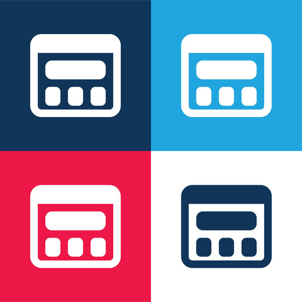 Apps blue and red four color minimal icon set
