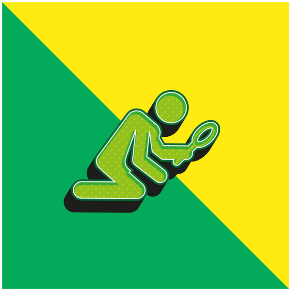 Археолог Зеленый и желтый современный трехмерный векторный логотип