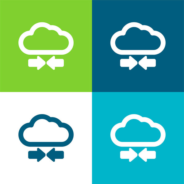 Arrows And Cloud Flat four color minimal icon set