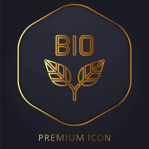 Bio Línea Oro Logotipo Premium Icono — Vector de stock