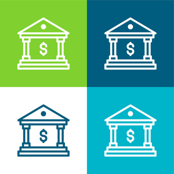 Банк Плоский четырехцветный минимальный набор значков