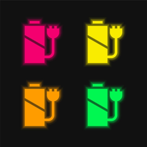 Battery Level four color glowing neon vector icon