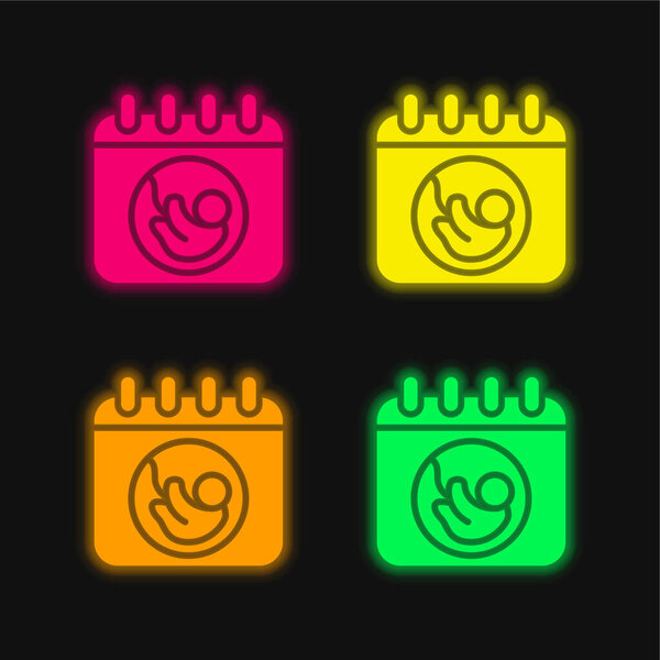 Birth four color glowing neon vector icon