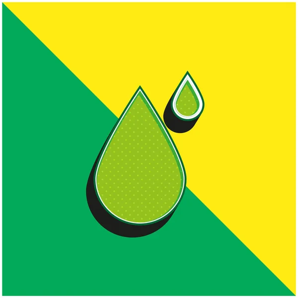 Gotas Grandes Pequeñas Verde Amarillo Moderno Logotipo Del Icono Del — Archivo Imágenes Vectoriales