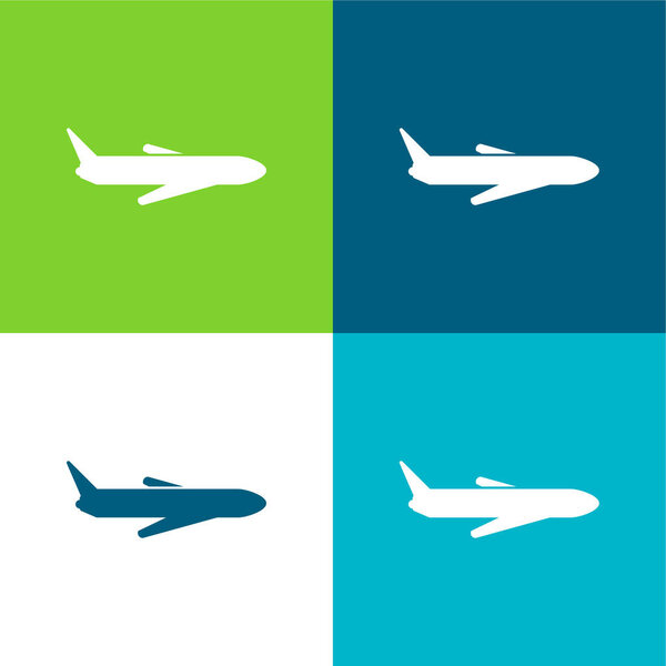 Airplane Flat four color minimal icon set
