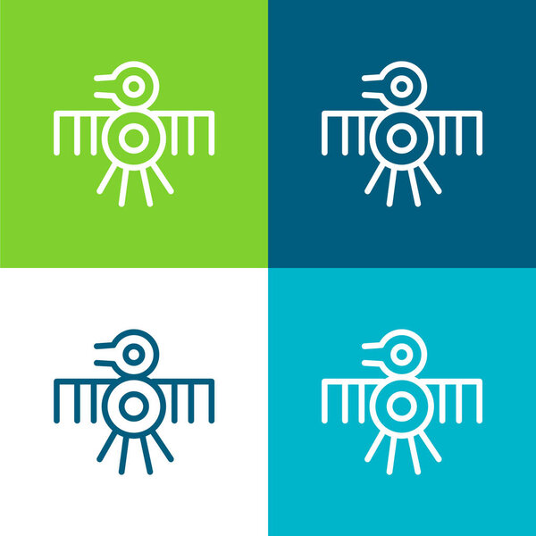 Старый индийский дизайн тонких полотен Плоский четырехцветный минимальный набор значков