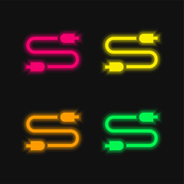 Audio Jack four color glowing neon vector icon
