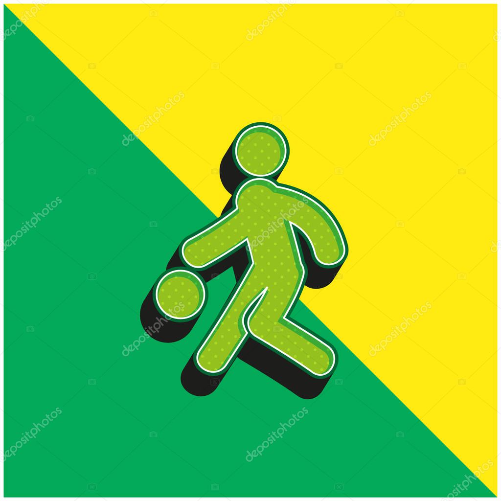 Basketball Player Green and yellow modern 3d vector icon logo
