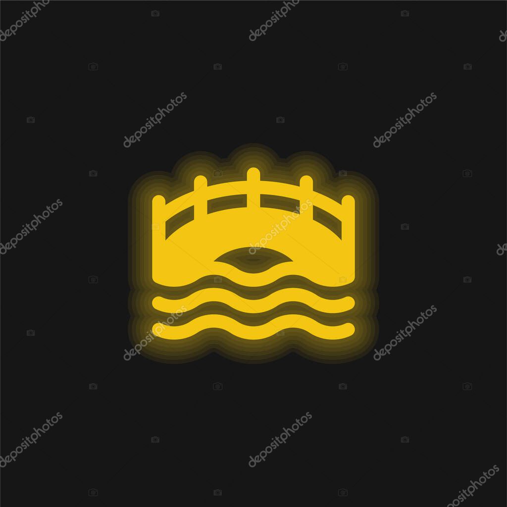 Bridge yellow glowing neon icon