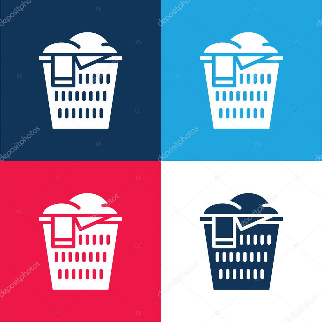Basket blue and red four color minimal icon set