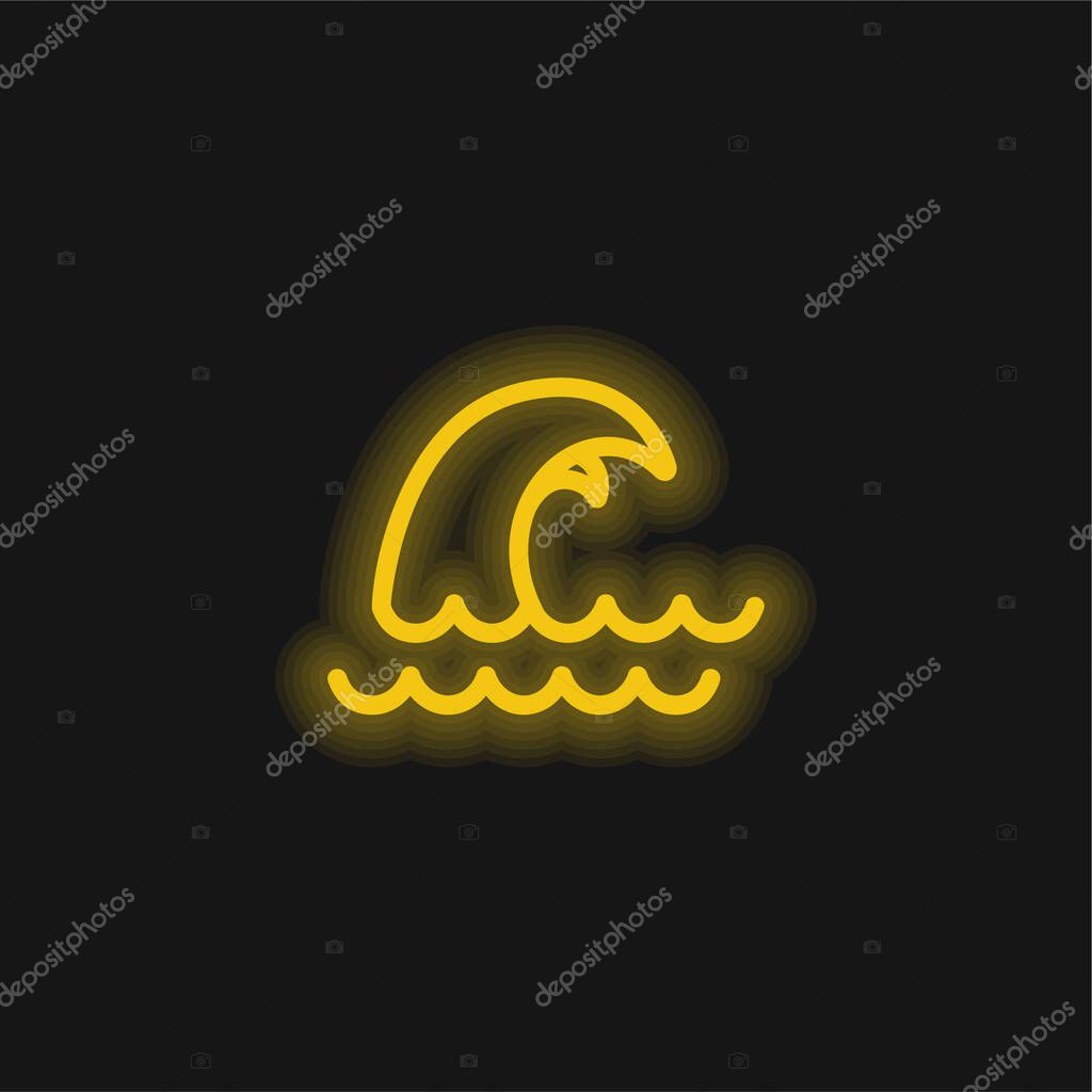 Big Wave yellow glowing neon icon