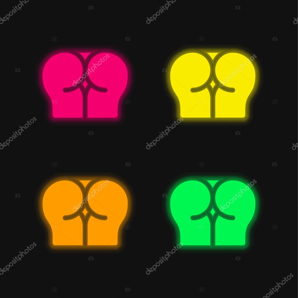 Anal four color glowing neon vector icon