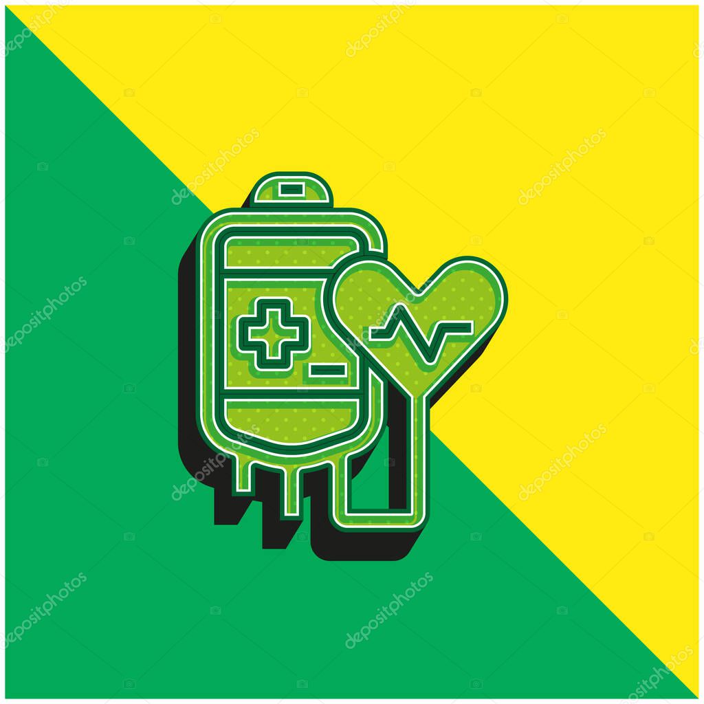 Blood Donation Green and yellow modern 3d vector icon logo
