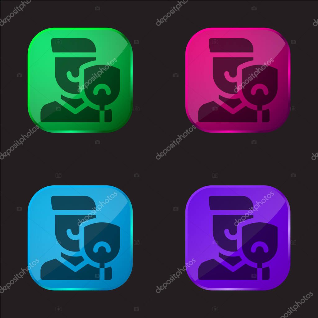 Acting four color glass button icon
