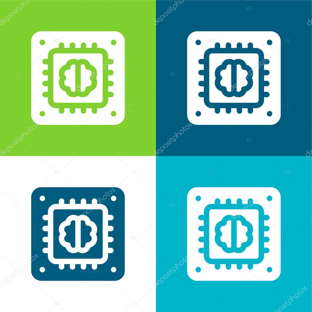Artificial Intelligence Flat four color minimal icon set