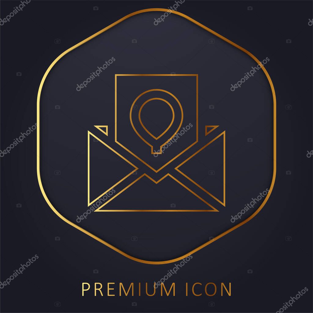 Birthday Card golden line premium logo or icon