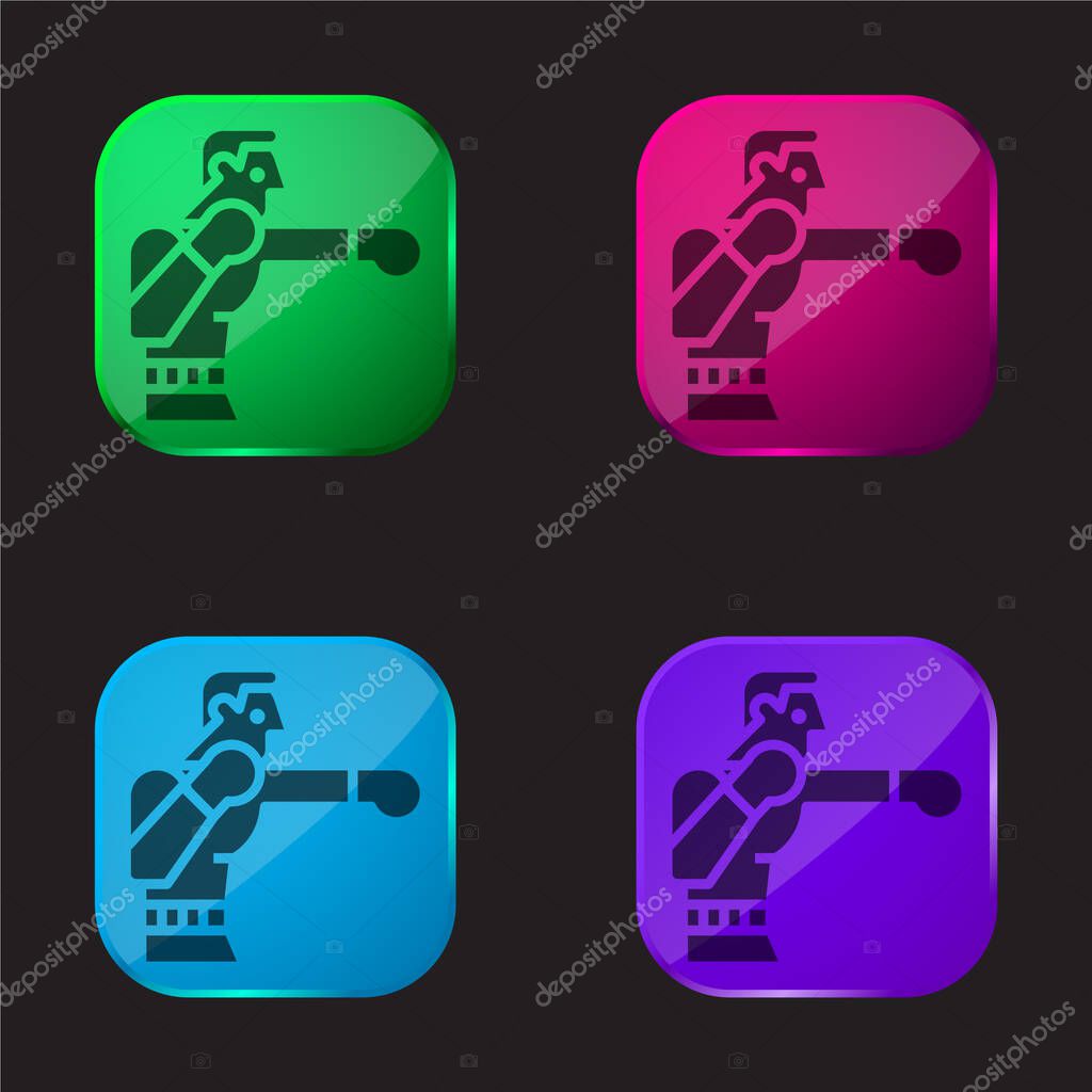 Boxing four color glass button icon