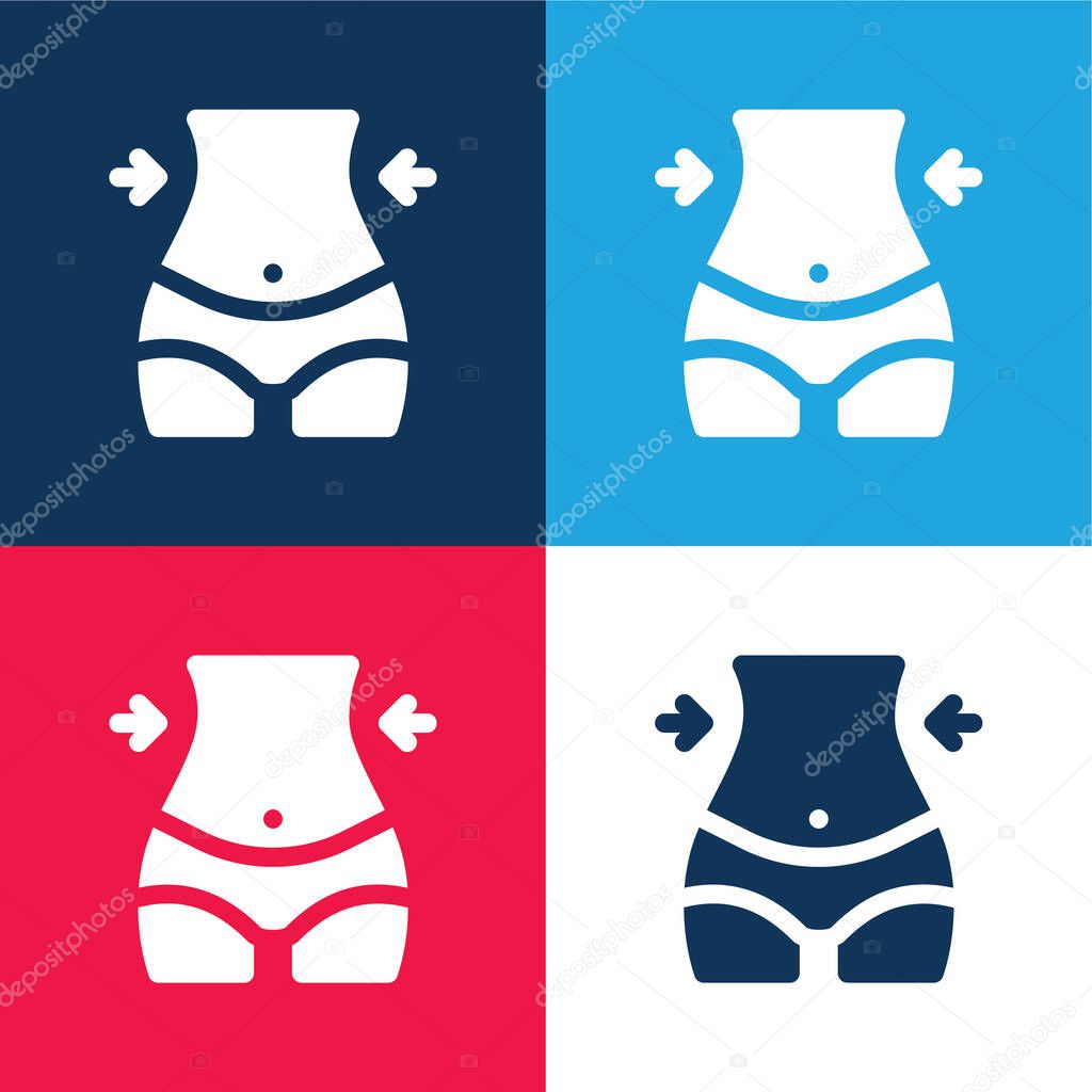 Body blue and red four color minimal icon set