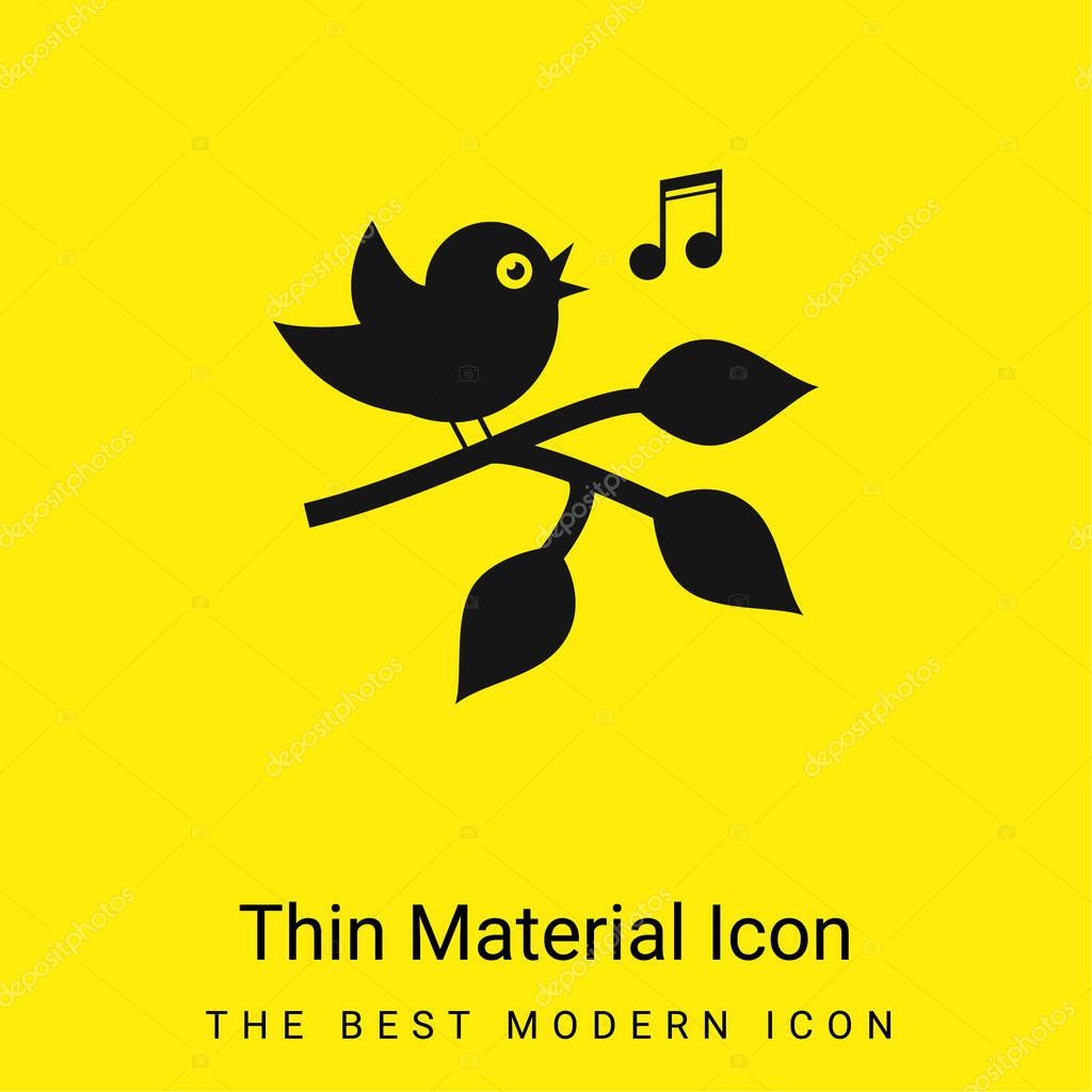 Bird Singing On A Branch With Leaves minimal bright yellow material icon