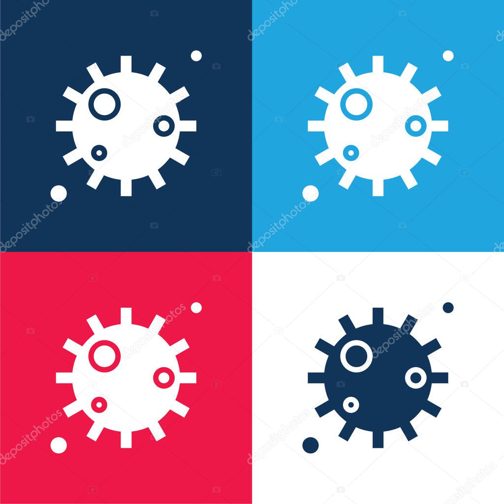 Bacteria blue and red four color minimal icon set