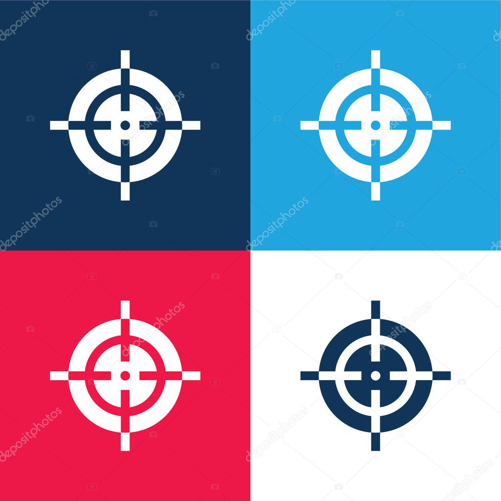 Aim blue and red four color minimal icon set