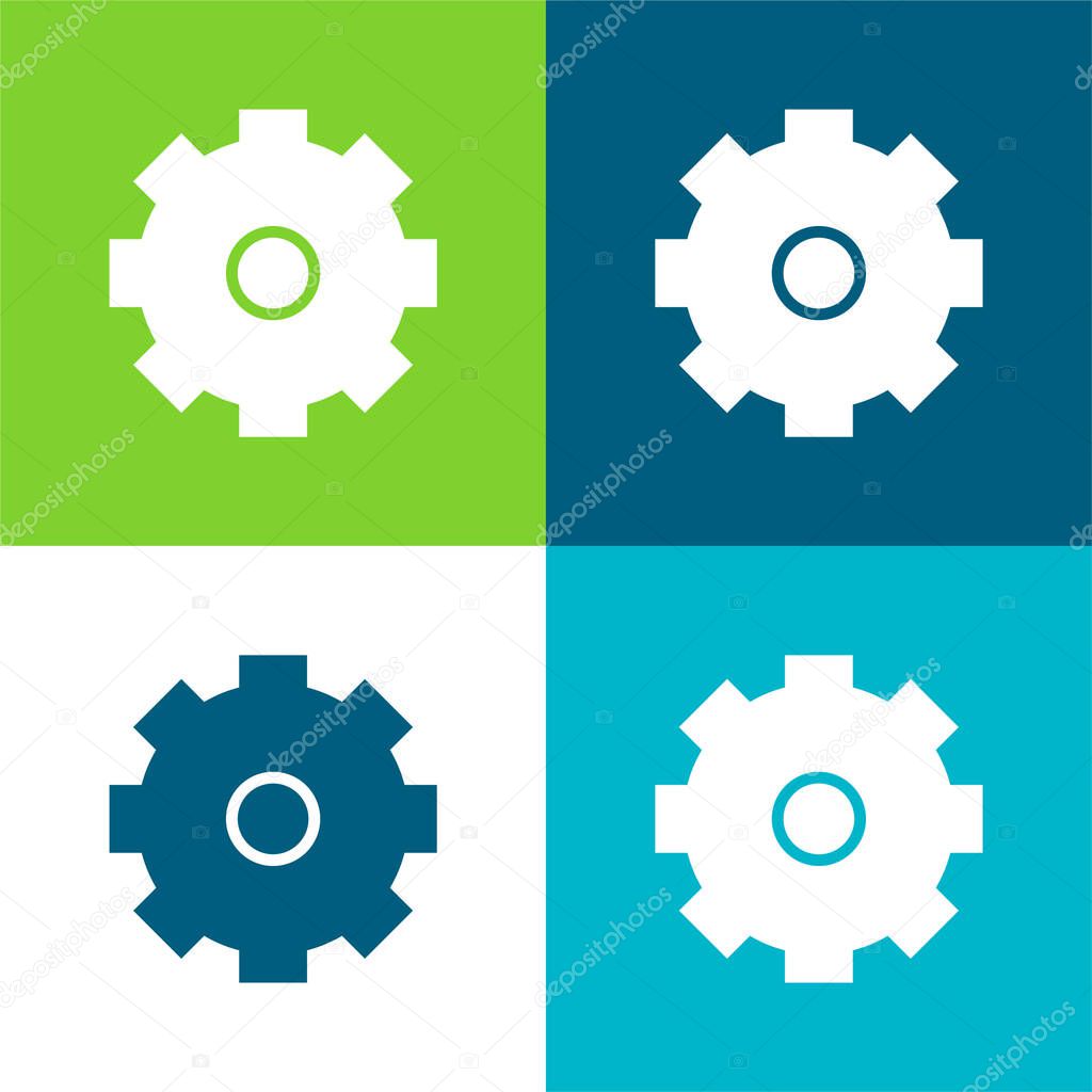 Big Cogwheel Flat four color minimal icon set