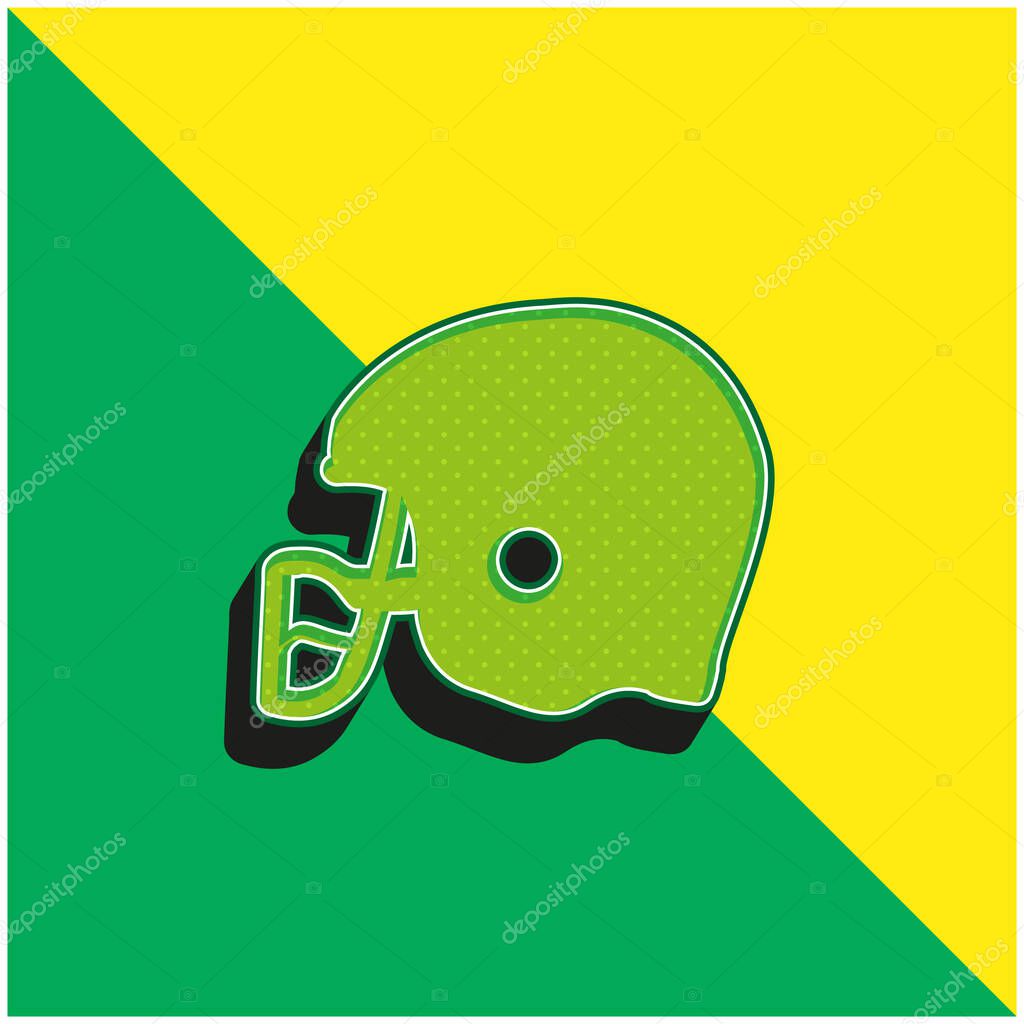 American Football Helmet Knocking Green and yellow modern 3d vector icon logo