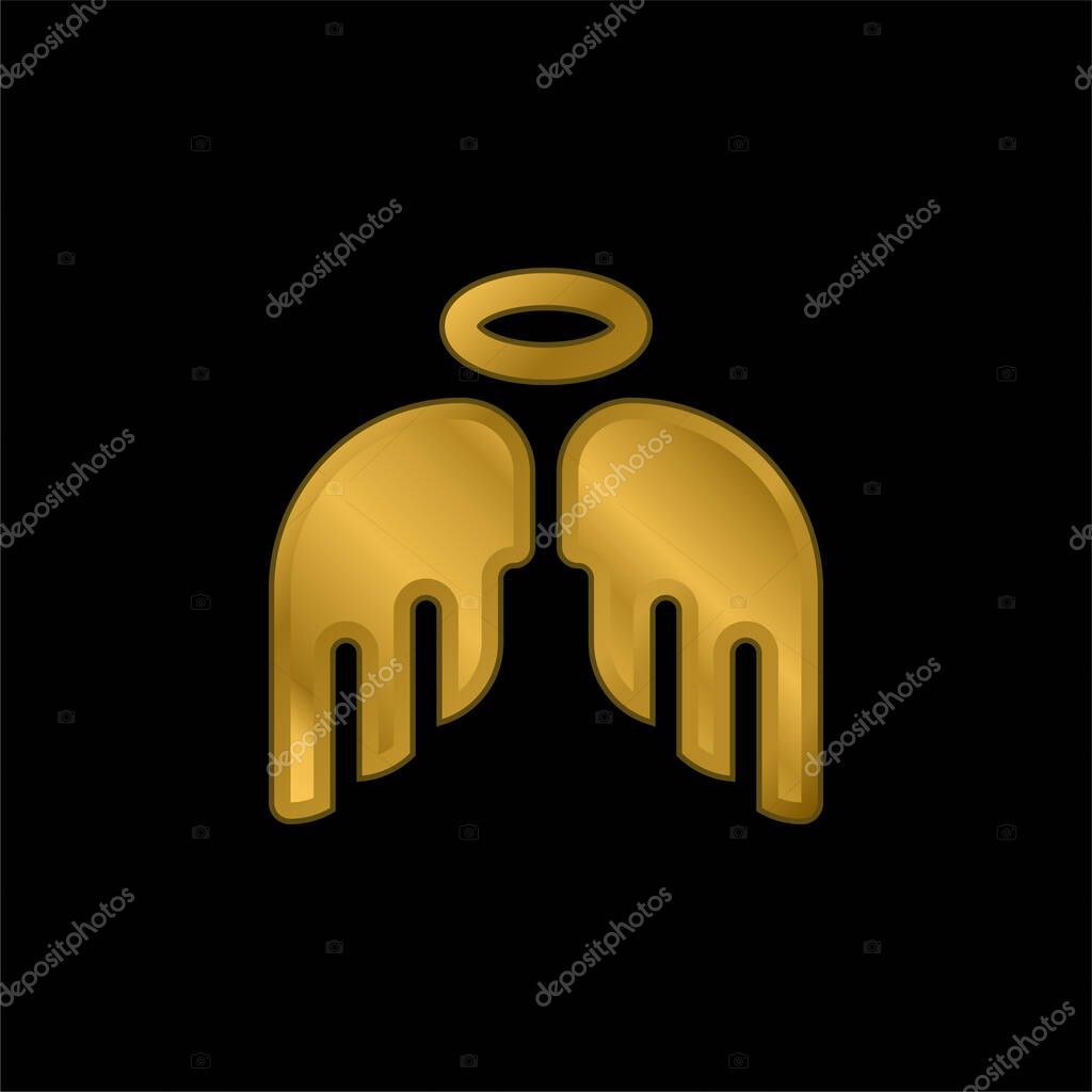 Angel gold plated metalic icon or logo vector