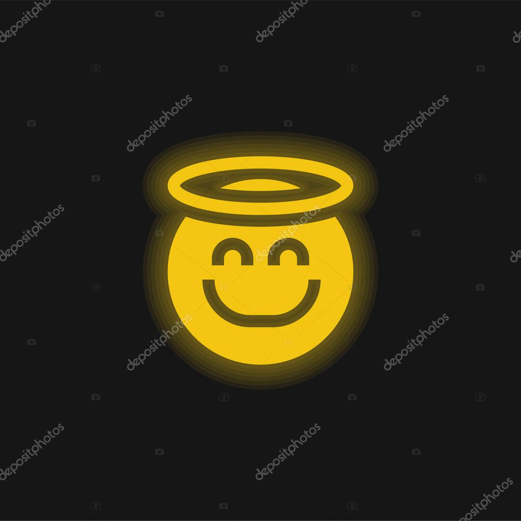 Angel yellow glowing neon icon