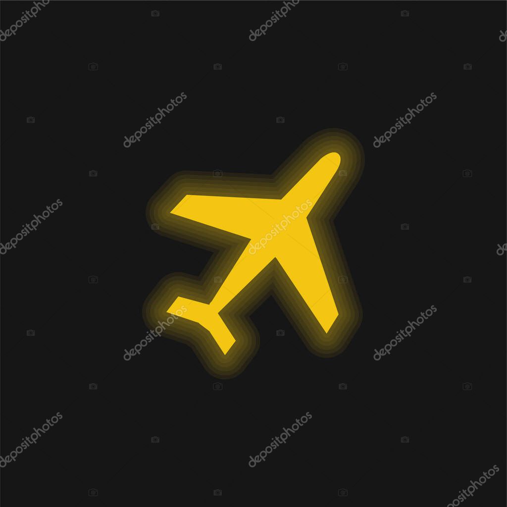 Airliner yellow glowing neon icon
