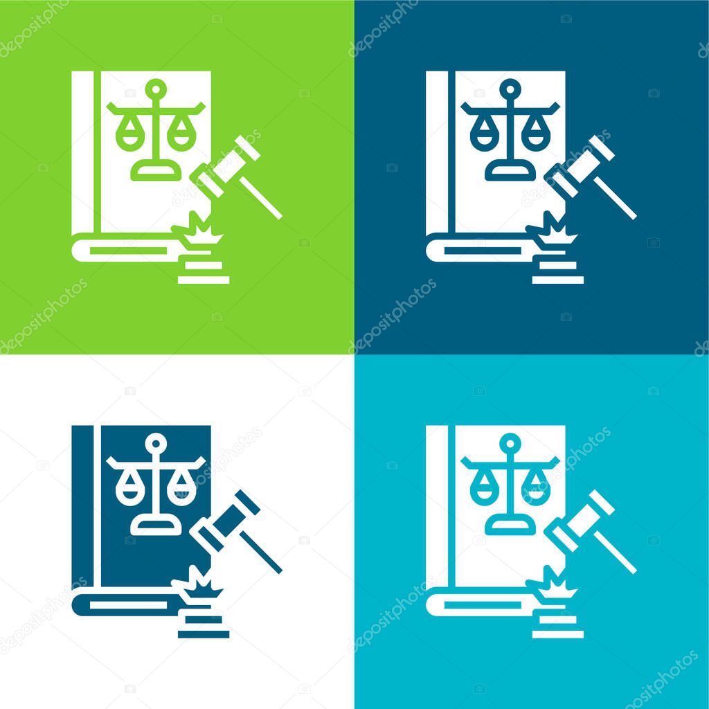 Auction Flat four color minimal icon set