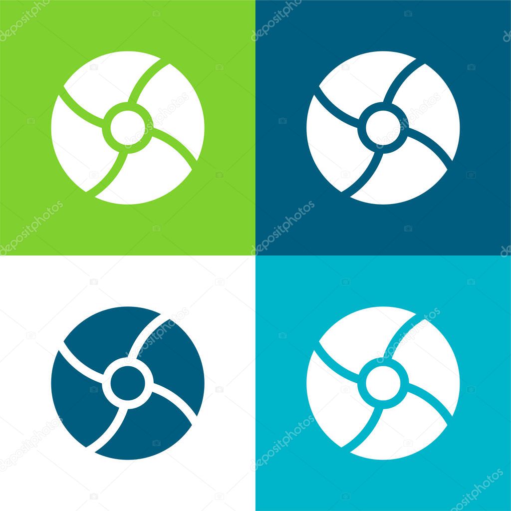 Beach Ball Flat four color minimal icon set