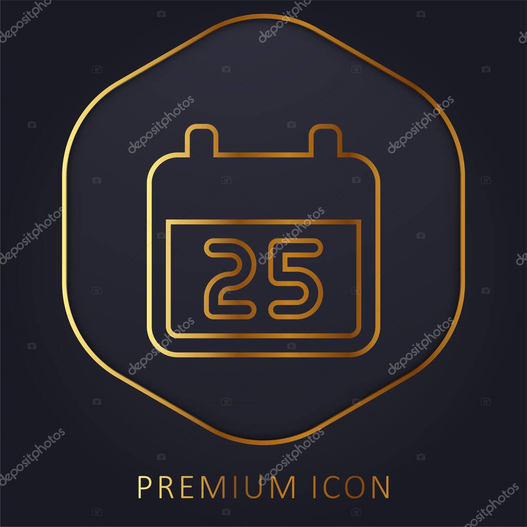 25 December golden line premium logo or icon