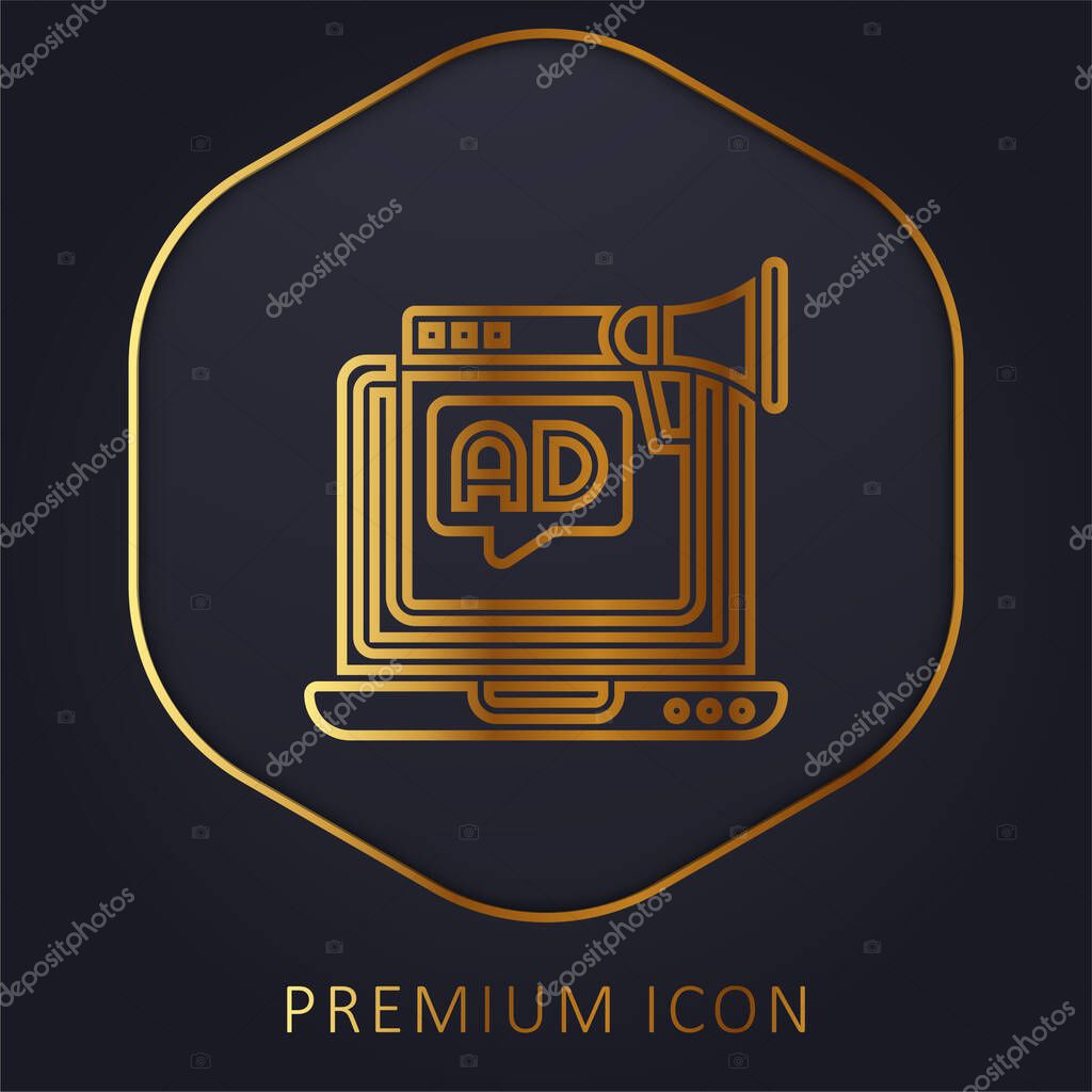Advertising golden line premium logo or icon