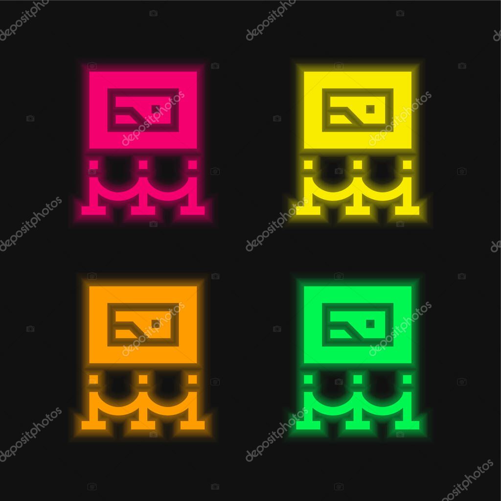 Art Museum four color glowing neon vector icon
