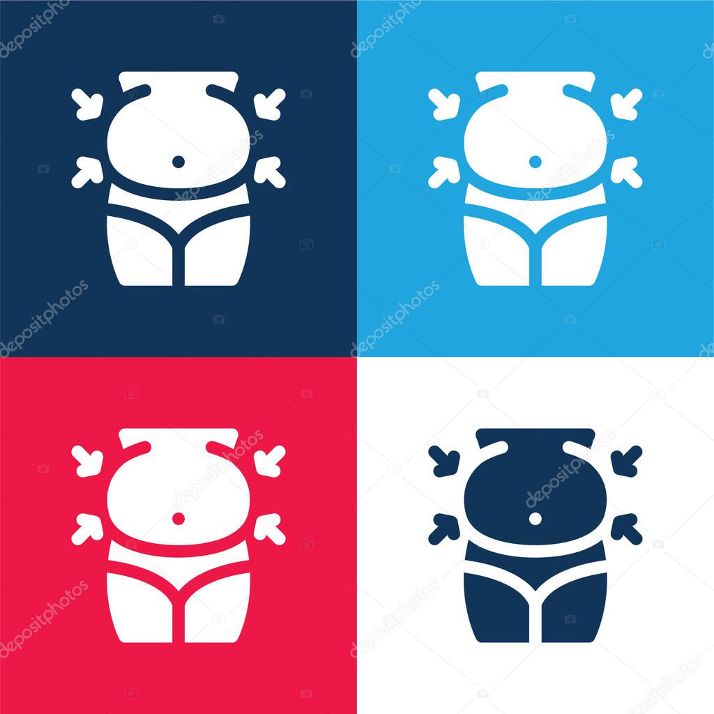 Belly blue and red four color minimal icon set