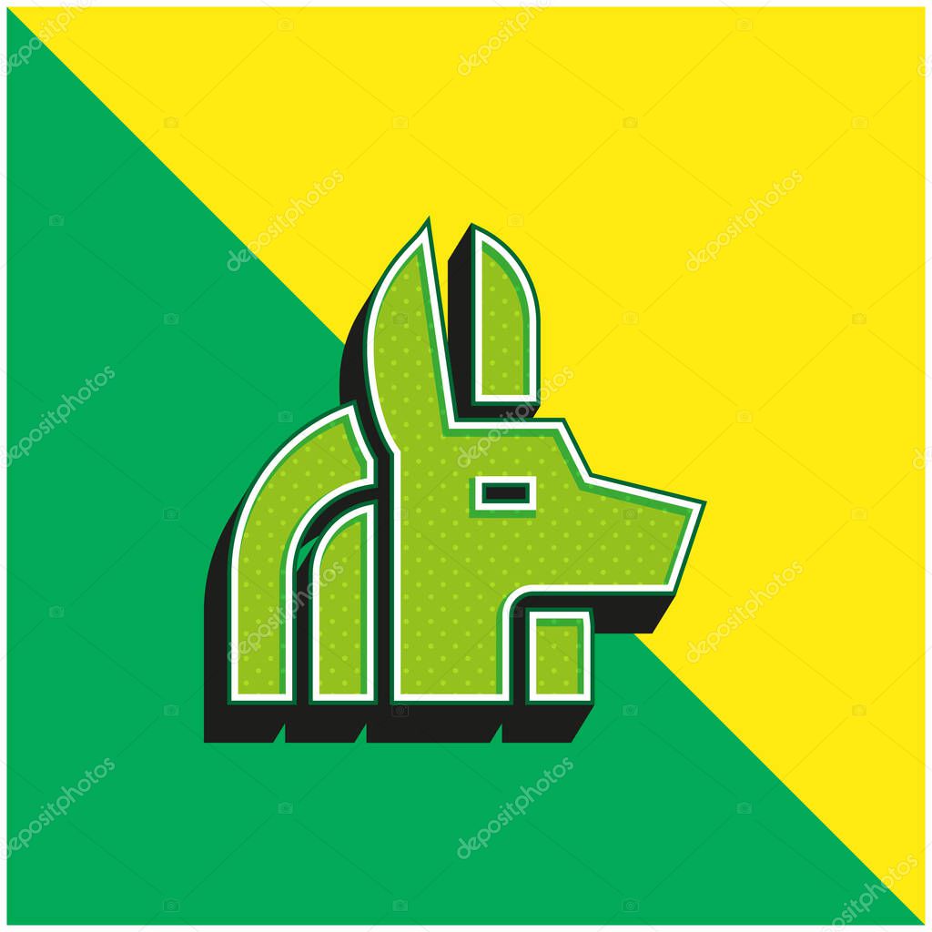 Anubis Green and yellow modern 3d vector icon logo
