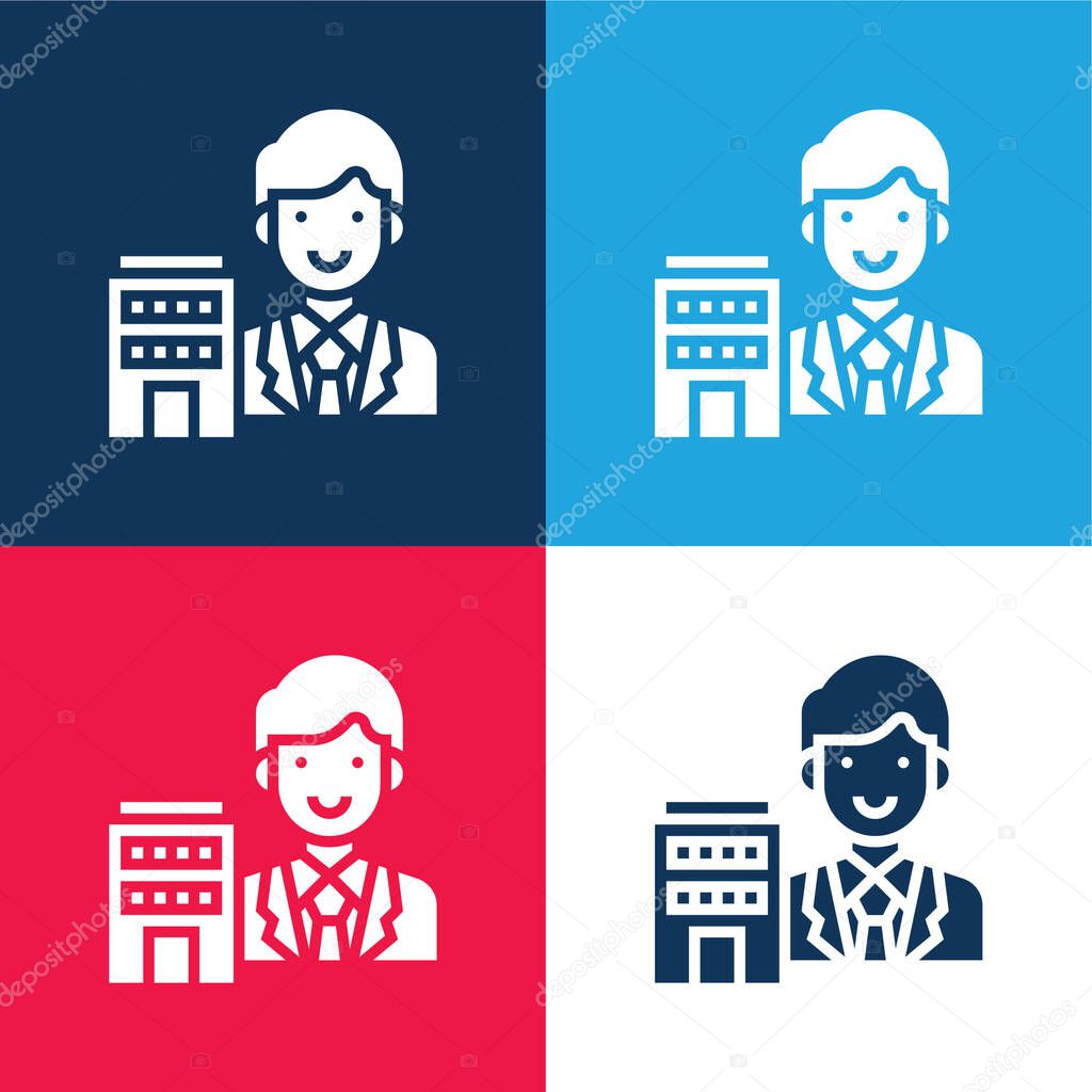 Agent blue and red four color minimal icon set