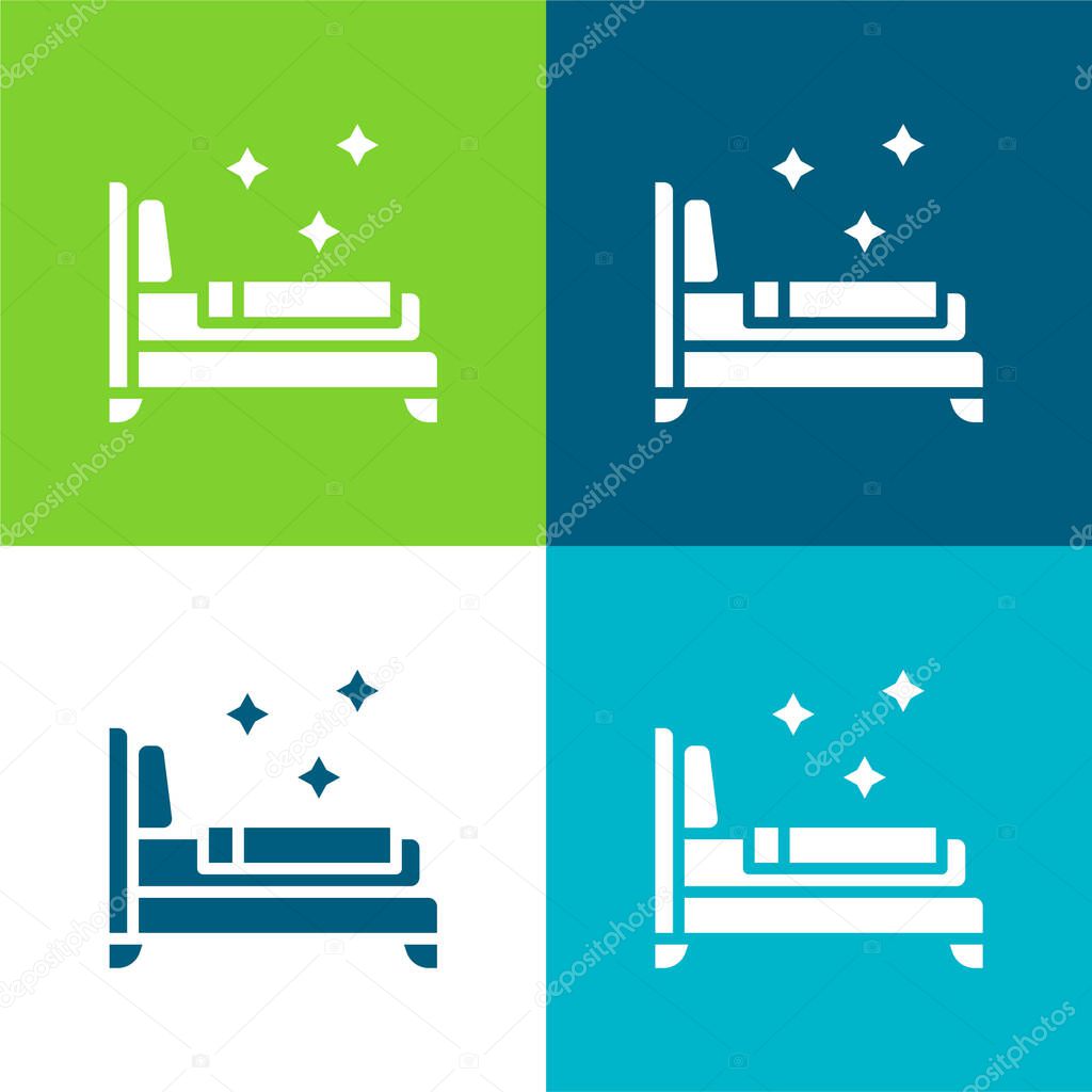 Beds Flat four color minimal icon set