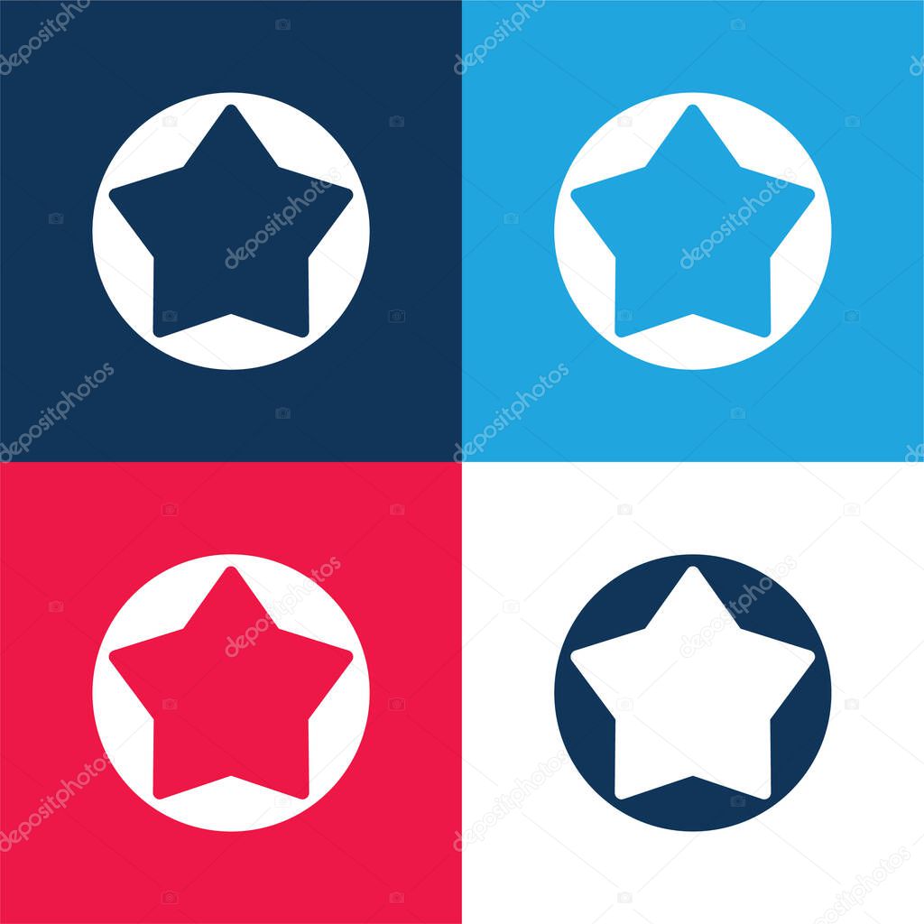 Big Star Button blue and red four color minimal icon set