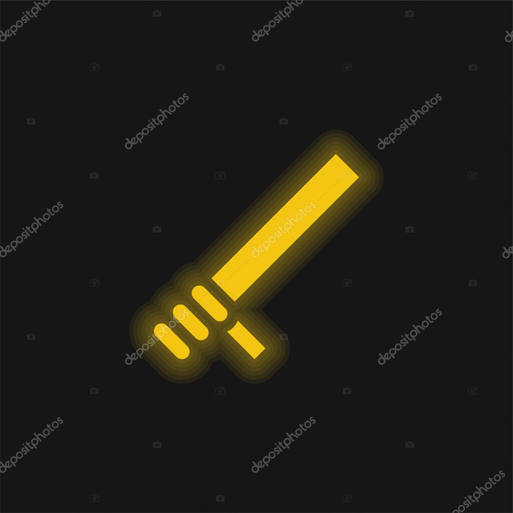 Baton yellow glowing neon icon