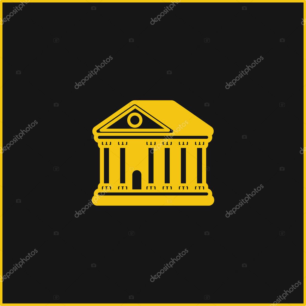Bank yellow glowing neon icon